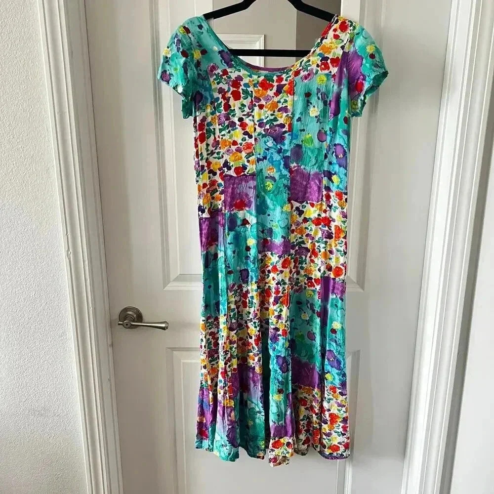 756 JAMS WORLD Tie Dye Prin Midi Dress Size Small Color Blue - Picture 3 of 6